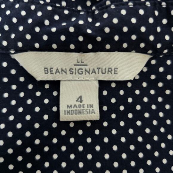 L.L.Bean Signature Collection Polka dot Button-up Shirt Size 4 Long sleeve Navy - Picture 11 of 12